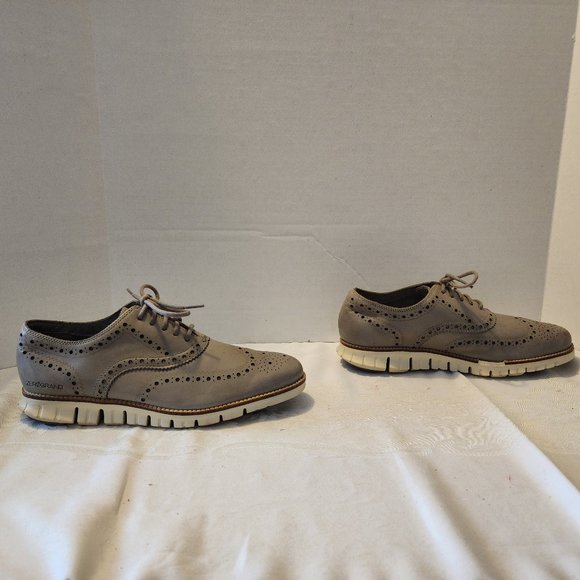 Men's Size 9 Cole Haan Zero Grand OS Grey Perforated Wingtip Oxfords … - Picture 2 of 12